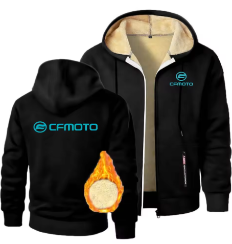 Shop the CFMOTO Sherpa-Lined Zip-Up Hoodie. Premium fleece warmth, bold branding.