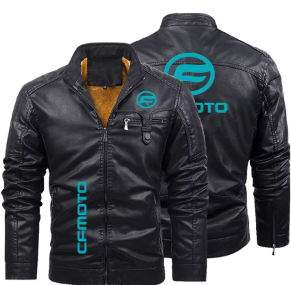 CFMOTO Motorcycle LogoFleece-Lined Leather Jacket | Premium Rider Jacket
