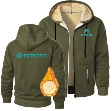 Shop the CFMOTO Sherpa-Lined Zip-Up Hoodie. Premium fleece warmth, bold branding.