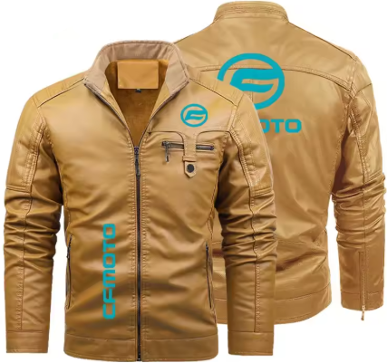CFMOTO Motorcycle LogoFleece-Lined Leather Jacket | Premium Rider Jacket