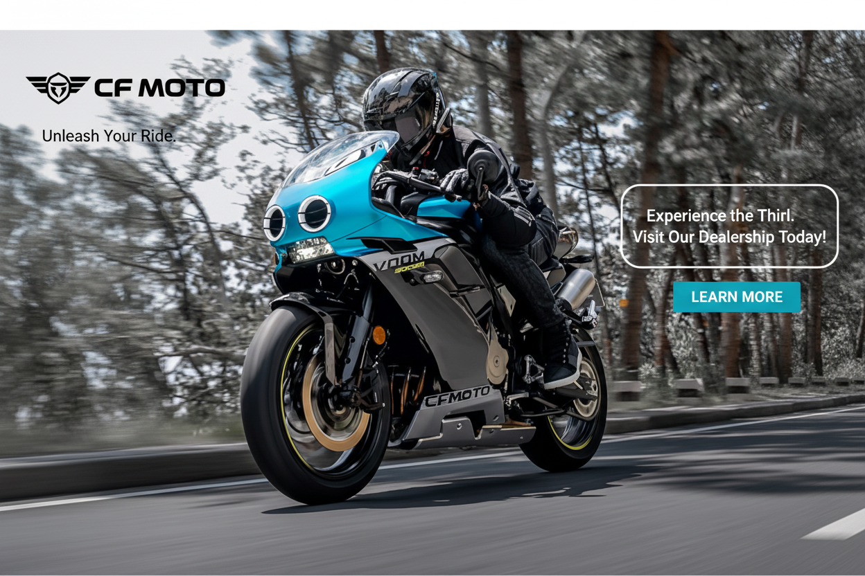 CF Moto sport bike promotional banner