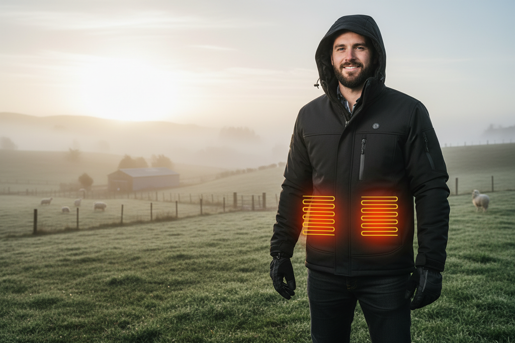 Man Black Heated Jacket Farm